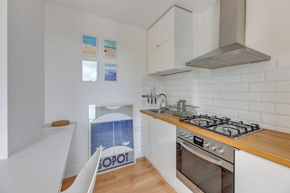 Fridge, oven, dishwasher, cookware/dishes/utensils
