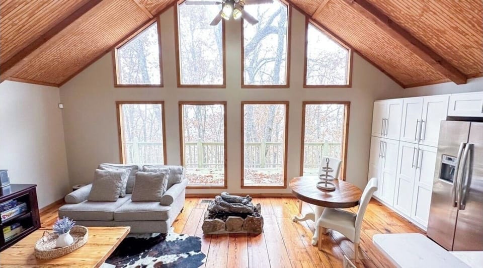 You may notice a unique set of vintage gas logs in the living room floor. While they are no longer functional, they’ve been thoughtfully preserved as a meaningful and sentimental part of the home’s history. 