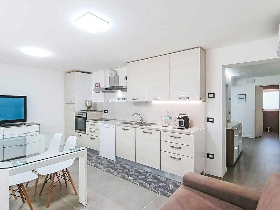 Interior Design, Flooring, Furniture, Floor, Ceiling, Countertop, Kitchen, Room, Apartment, Home