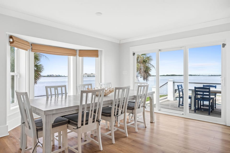 Enjoy dinner with a view and seamless access to the outdoor deck for waterfront dining anytime