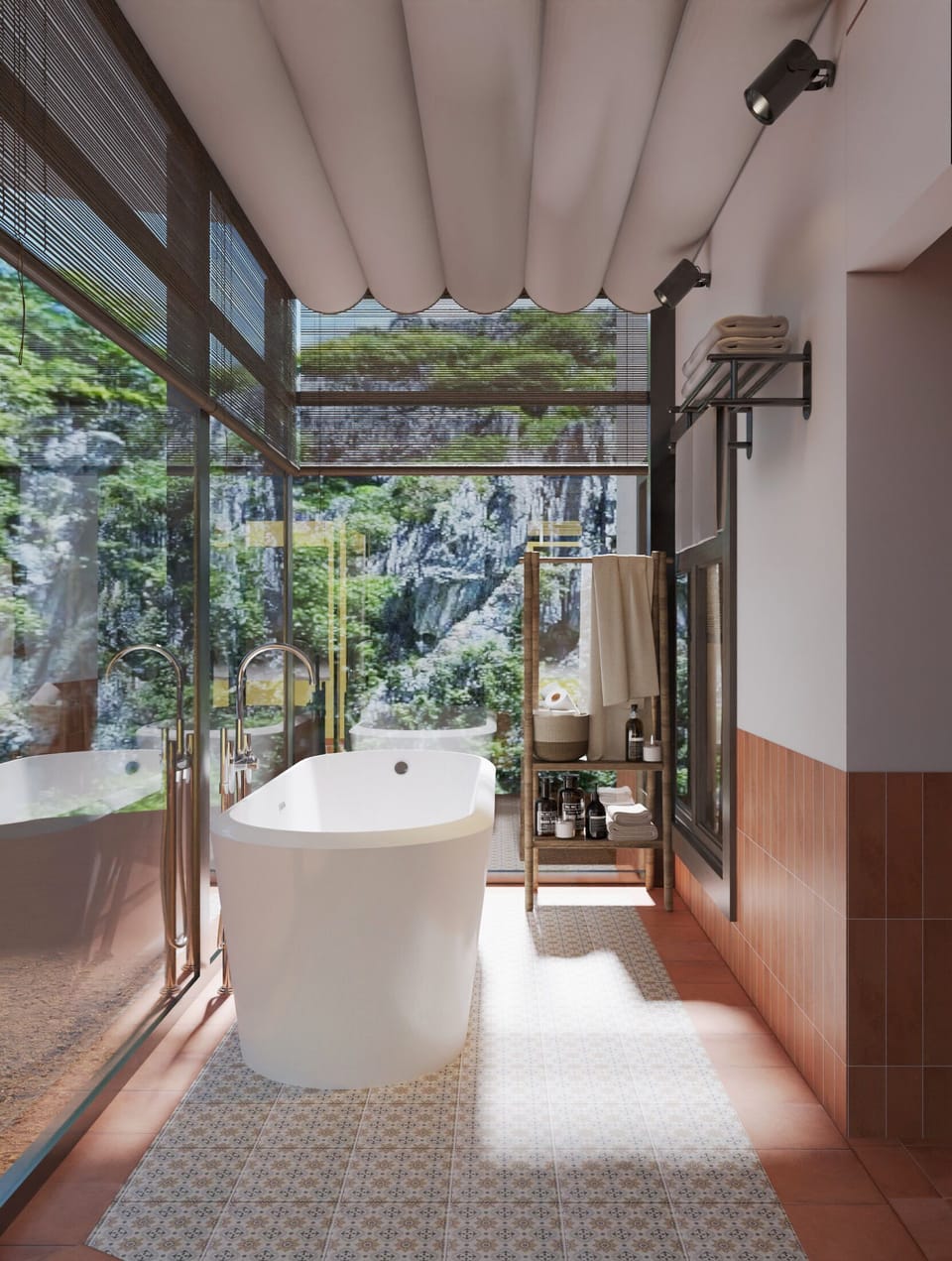 Family Room | Bathroom | Shower, hair dryer, slippers, towels