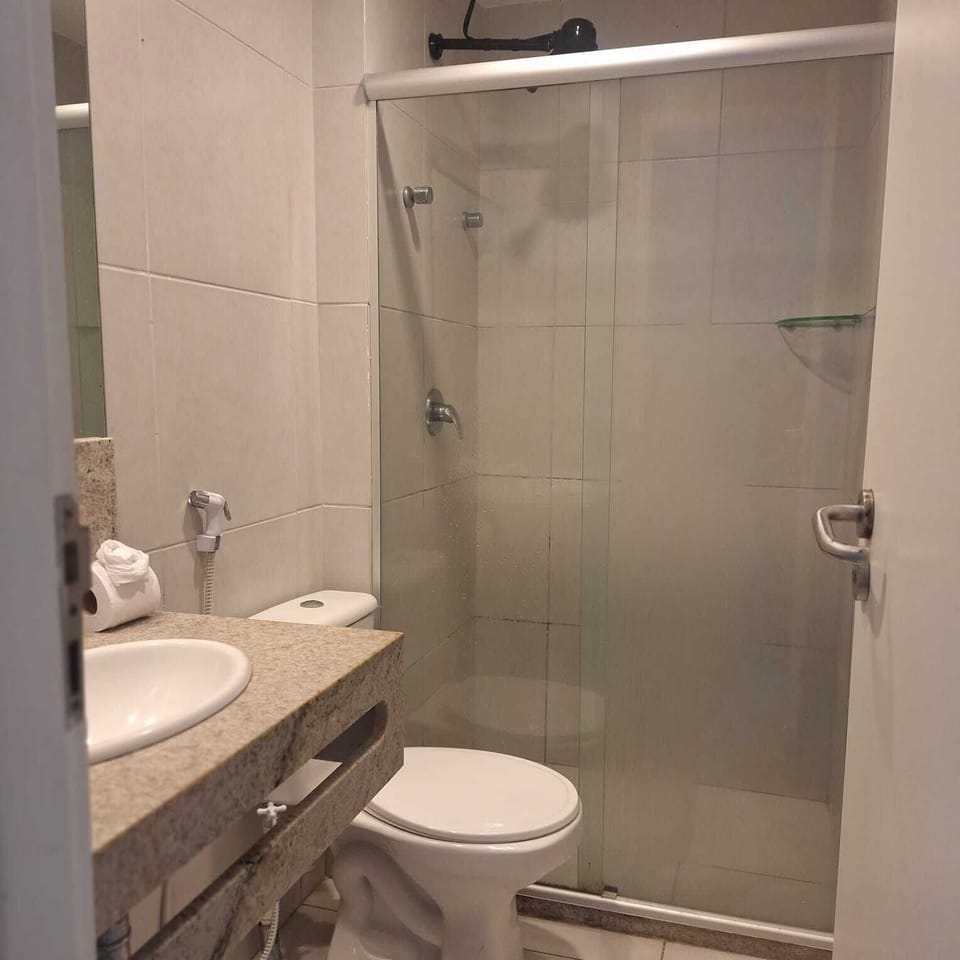 Shower, towels, soap, shampoo