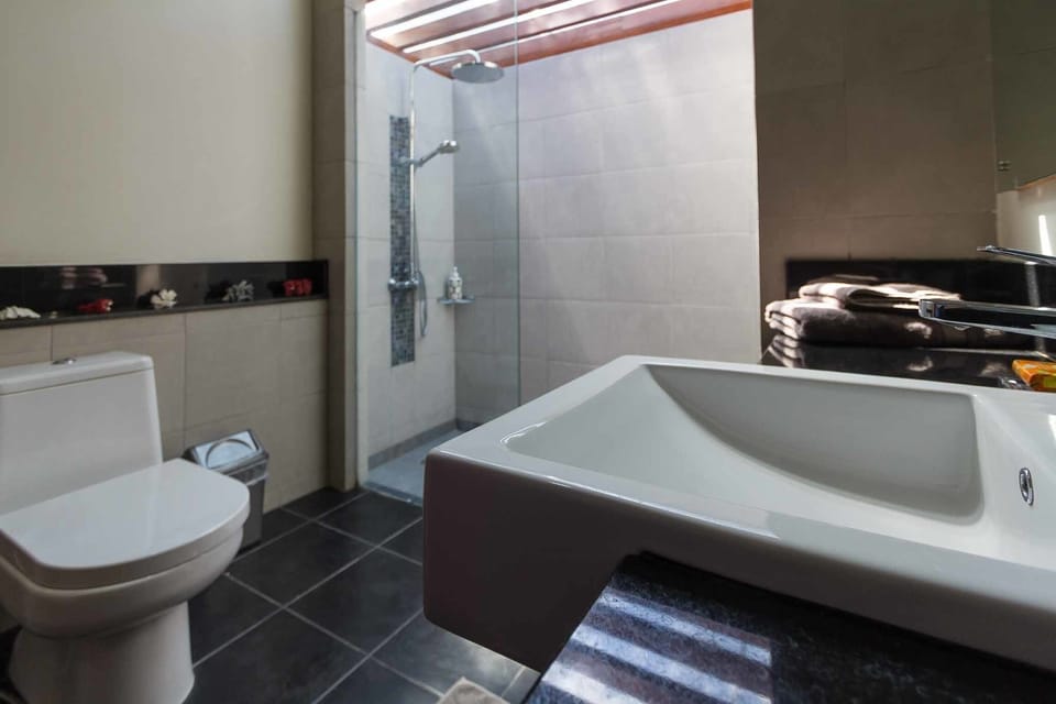 Deluxe Double Room, Garden View | Bathroom | Shower, rainfall showerhead, free toiletries, hair dryer