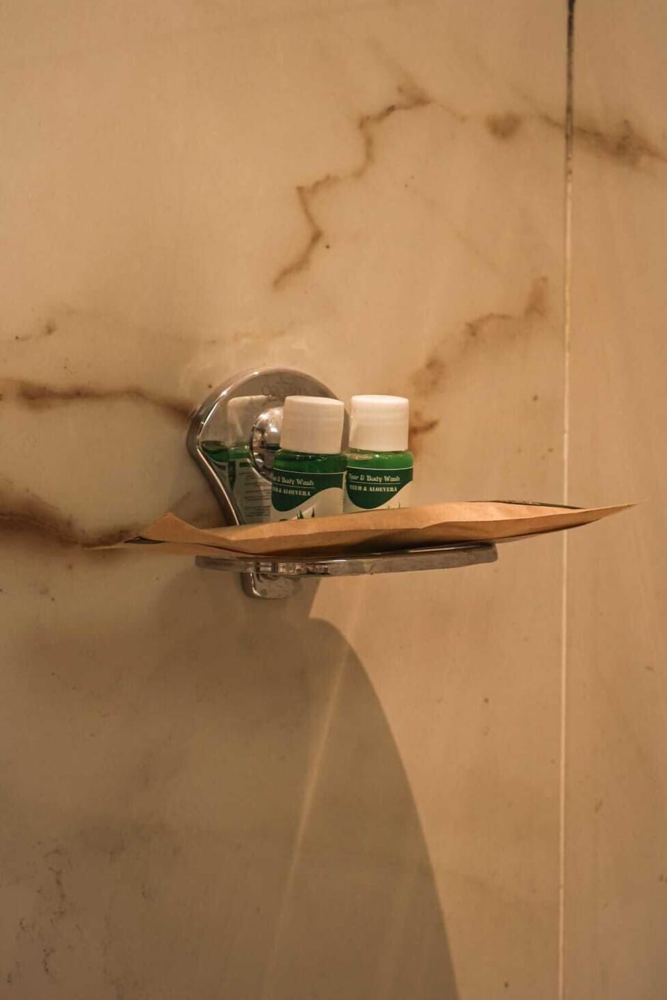 Shower, towels, soap, shampoo