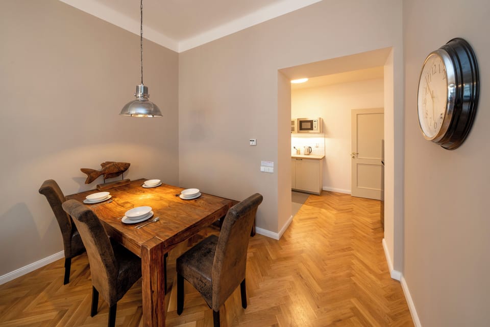 Large dining table in living room