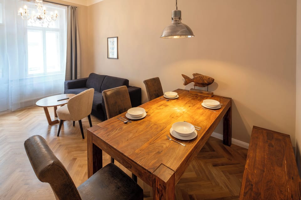 Large dining table in living room