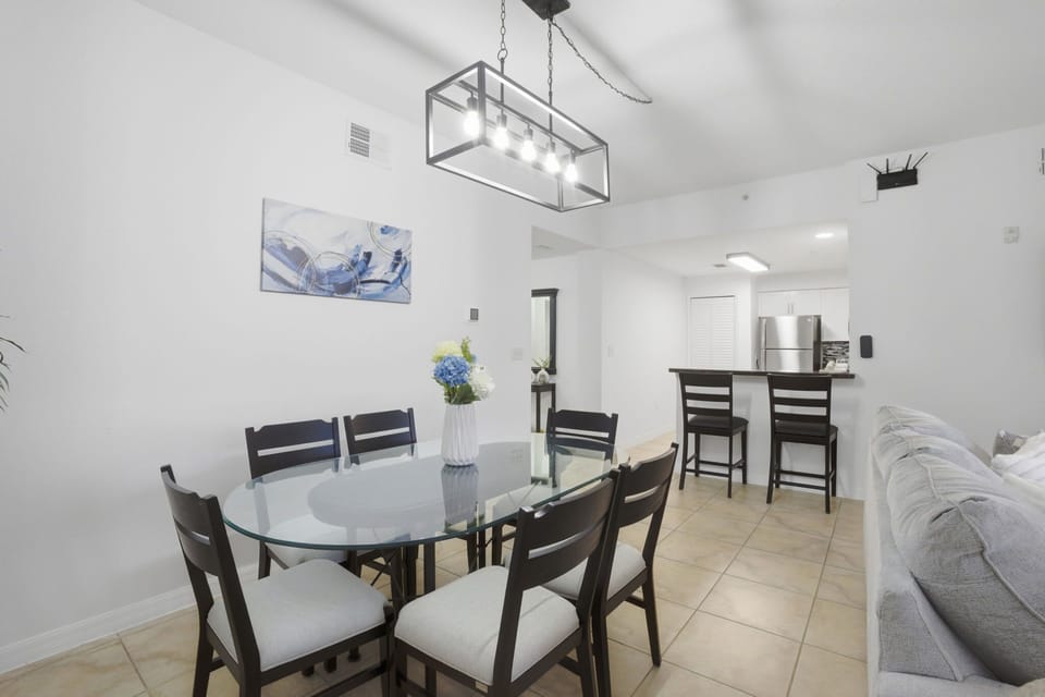 Dining table with seating for the whole group—great for meals, games, or planning your next park day.