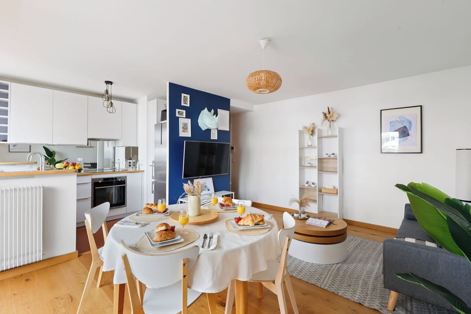 The open-plan living, kitchen and dining area