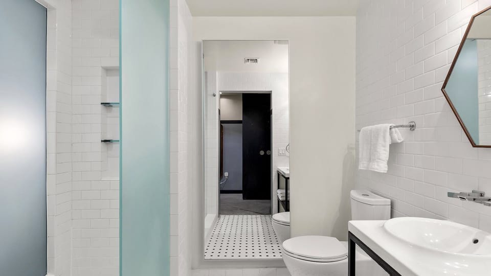 Refresh in a bright, spa-like bath with sleek finishes.