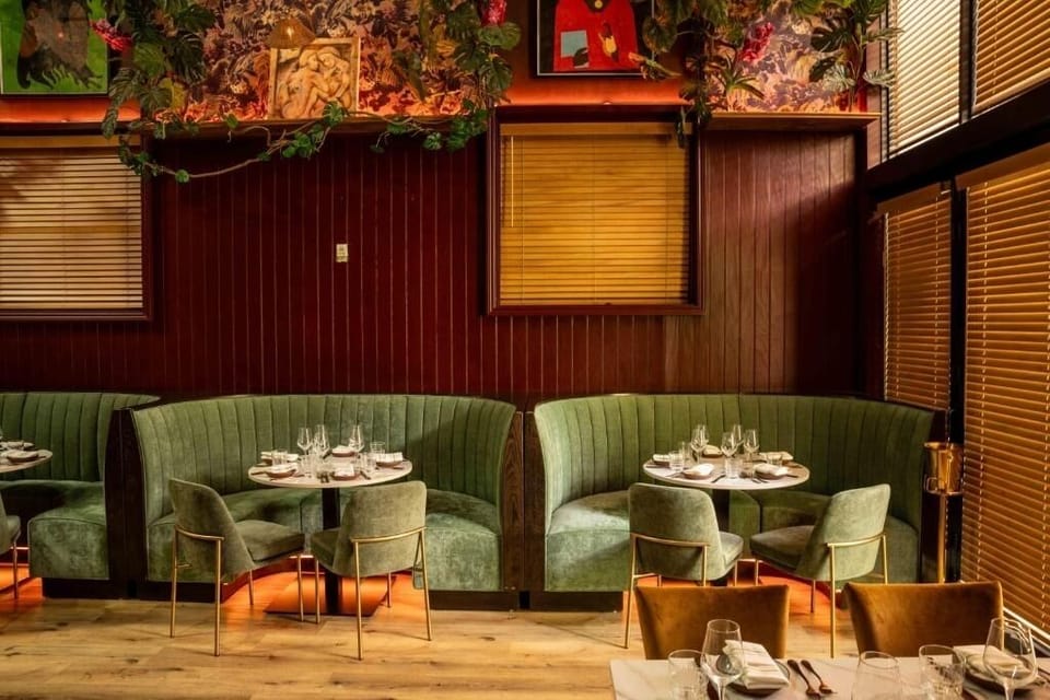 Settle into velvet banquettes for intimate, candlelit conversations.