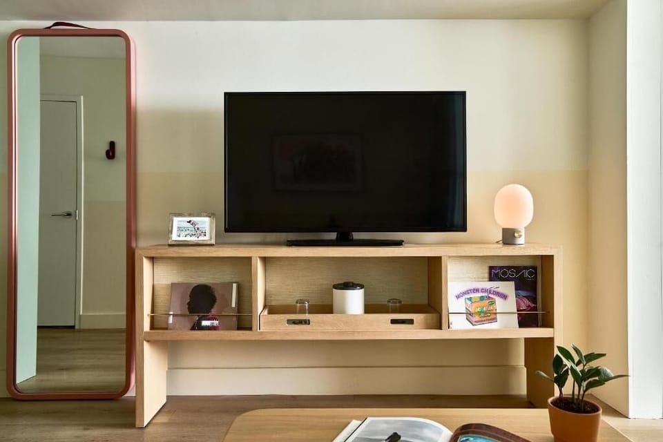Unwind with a movie night and easy, stylish storage.