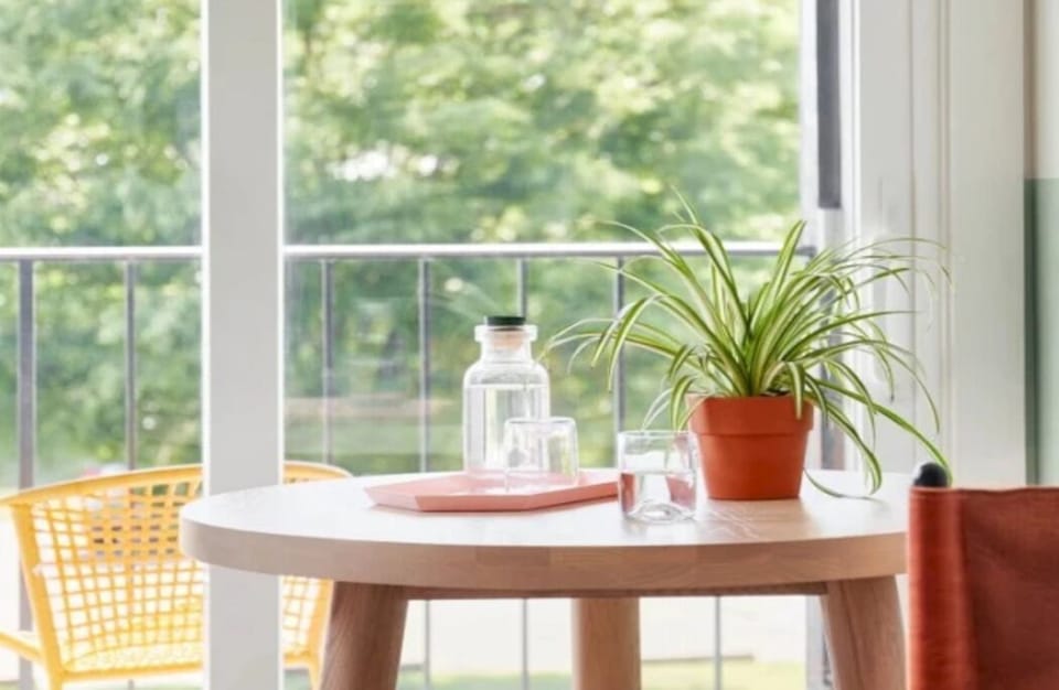 Sip morning coffee by the balcony rail with leafy views.