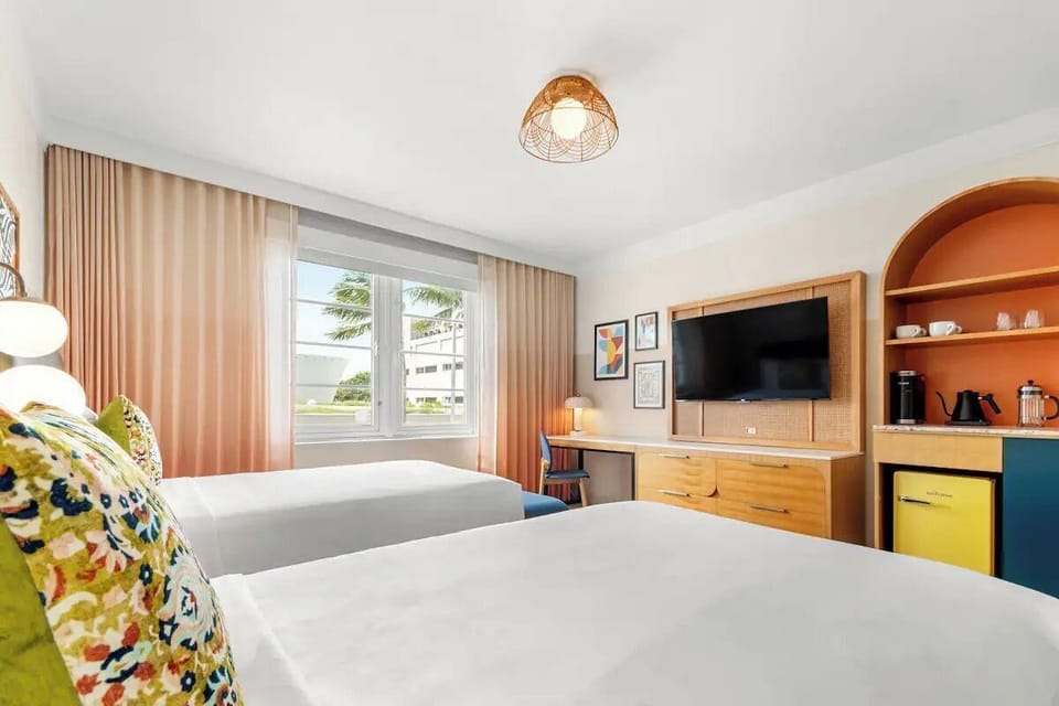 Settle in with smart TV and a cozy room layout.