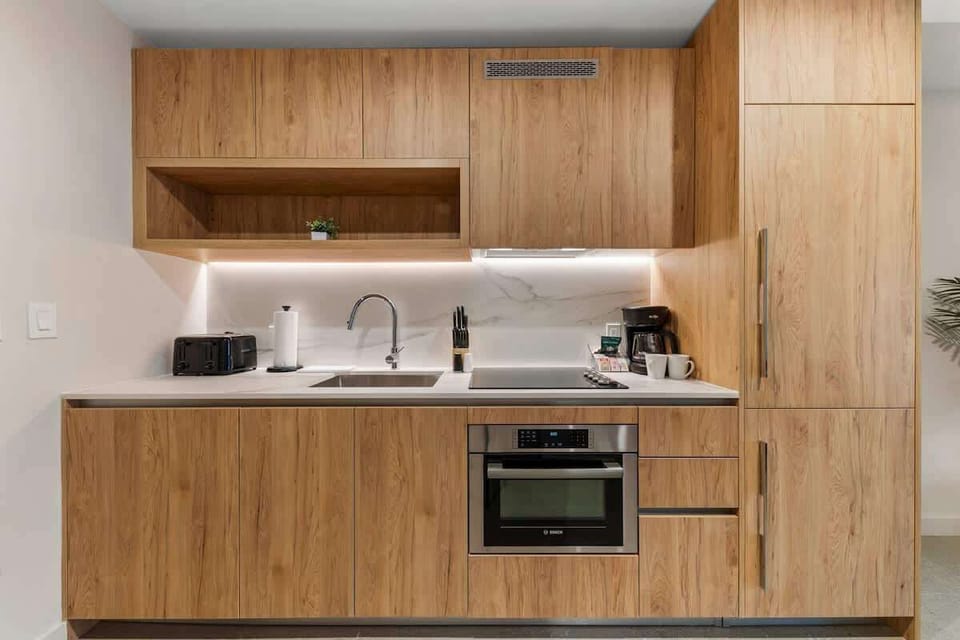 Fully equipped kitchen with modern appliances