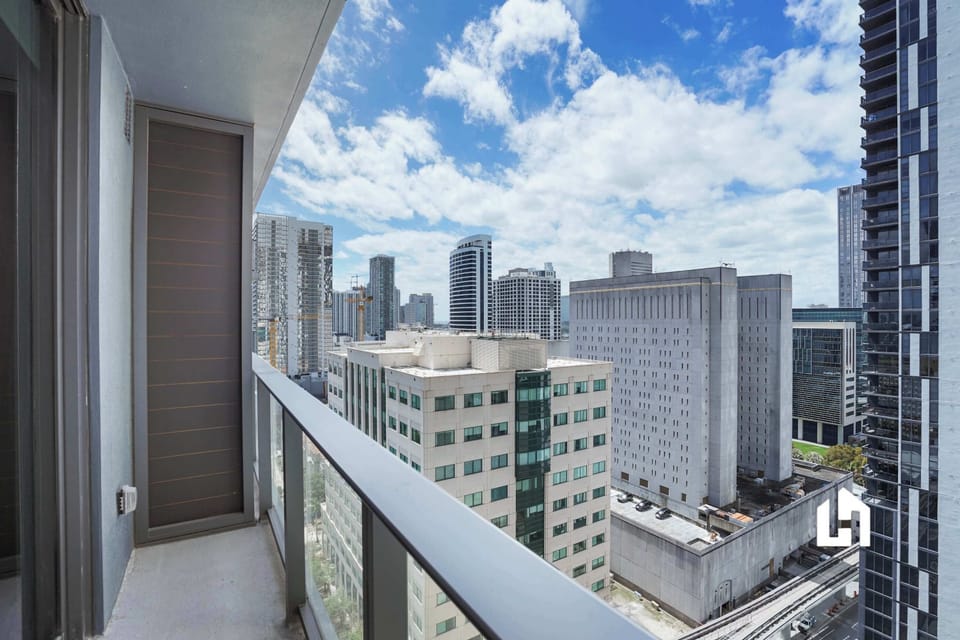 Step out and enjoy the Downtown Miami skyline views