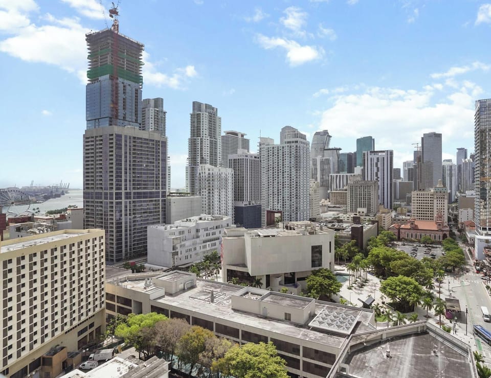 Enjoy expansive views of the city skyline from the comfort of your space.