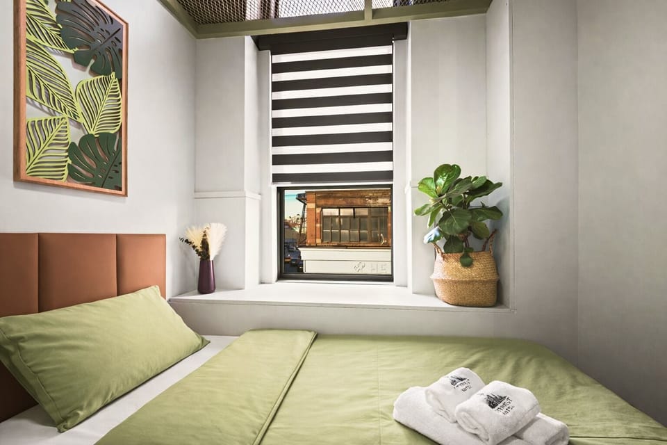 Twin Nest Plus (Open Ceiling) | Laptop workspace, soundproofing, free WiFi, bed sheets