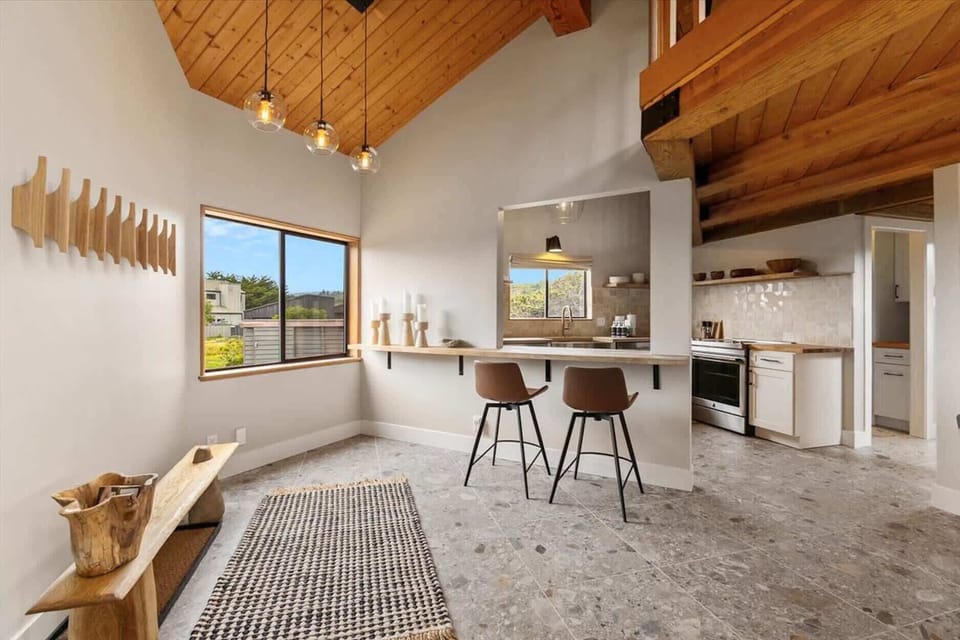 Modern kitchen with dual ovens.