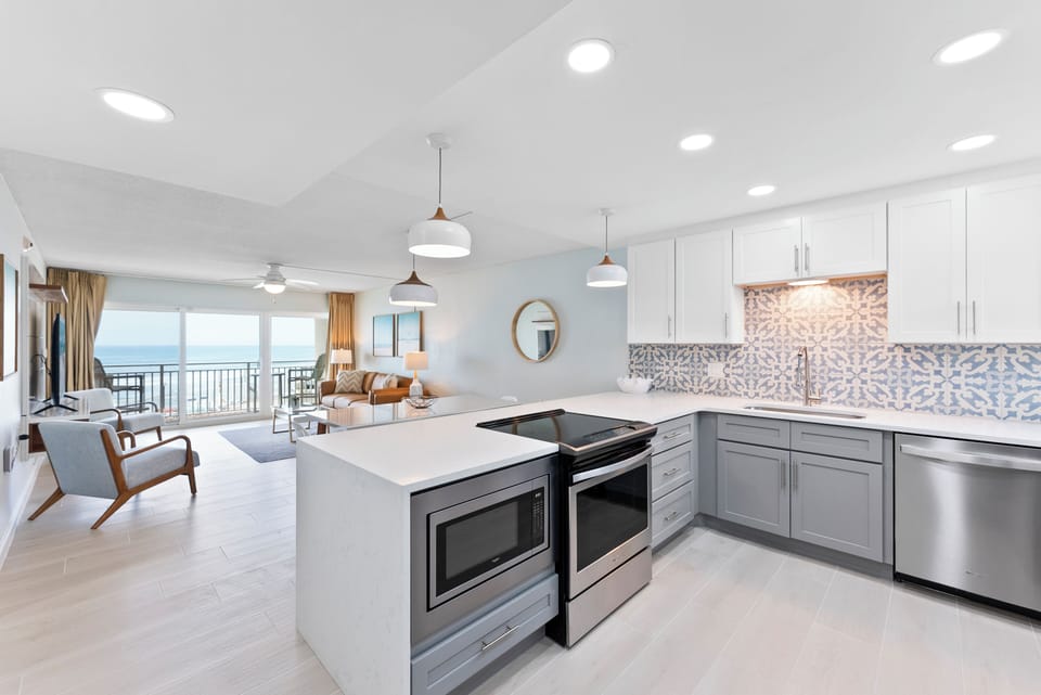 Direct Oceanfront Condo with XL Balcony & Panoramic Views - Unit #221 | Private kitchen | Fridge, microwave, oven, coffee/tea maker