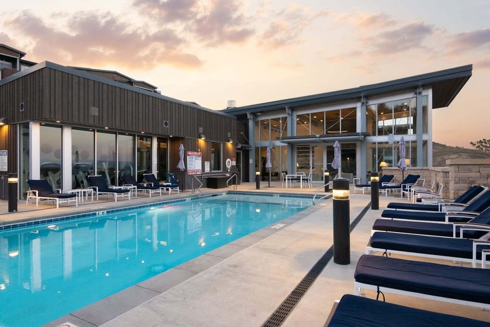 Resort-style pool and lounge area