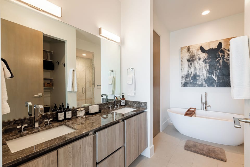 Spa-like bathroom with soaking tub