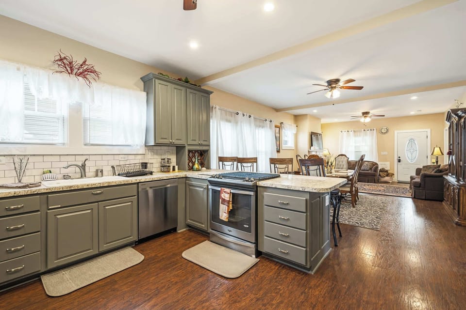 Open Concept Kitchen and Dining Area with Breakfast Bar