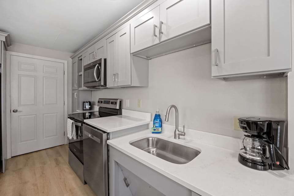 Our handicap accessibly unit provides lower counters, especially for the sink.