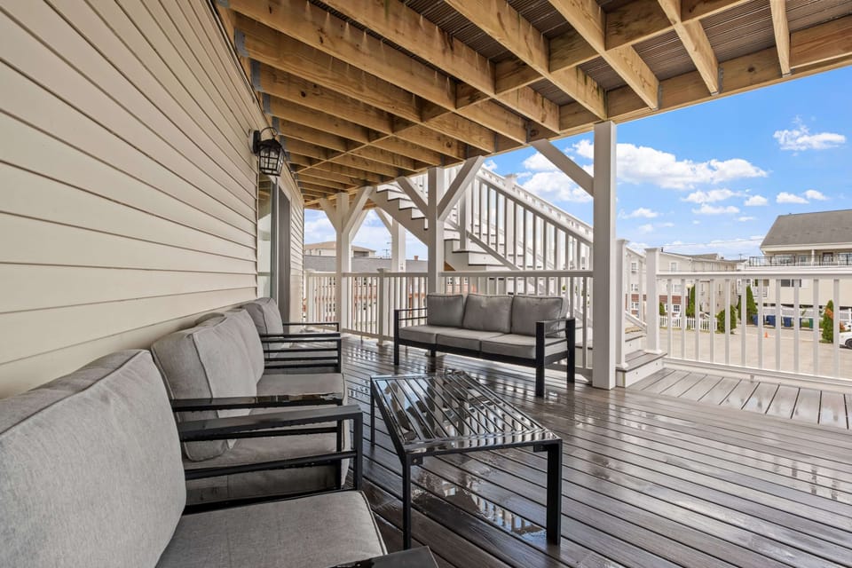 You'll have access to a deck right outside the sliding door to your unit.