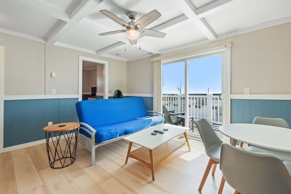 Futons provide seating during the day and sleeping at night.