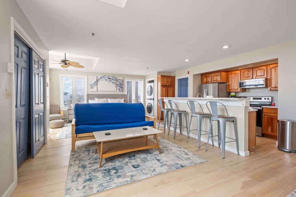 The large open space provides plenty of seating to enjoy each other's company or watch a show.