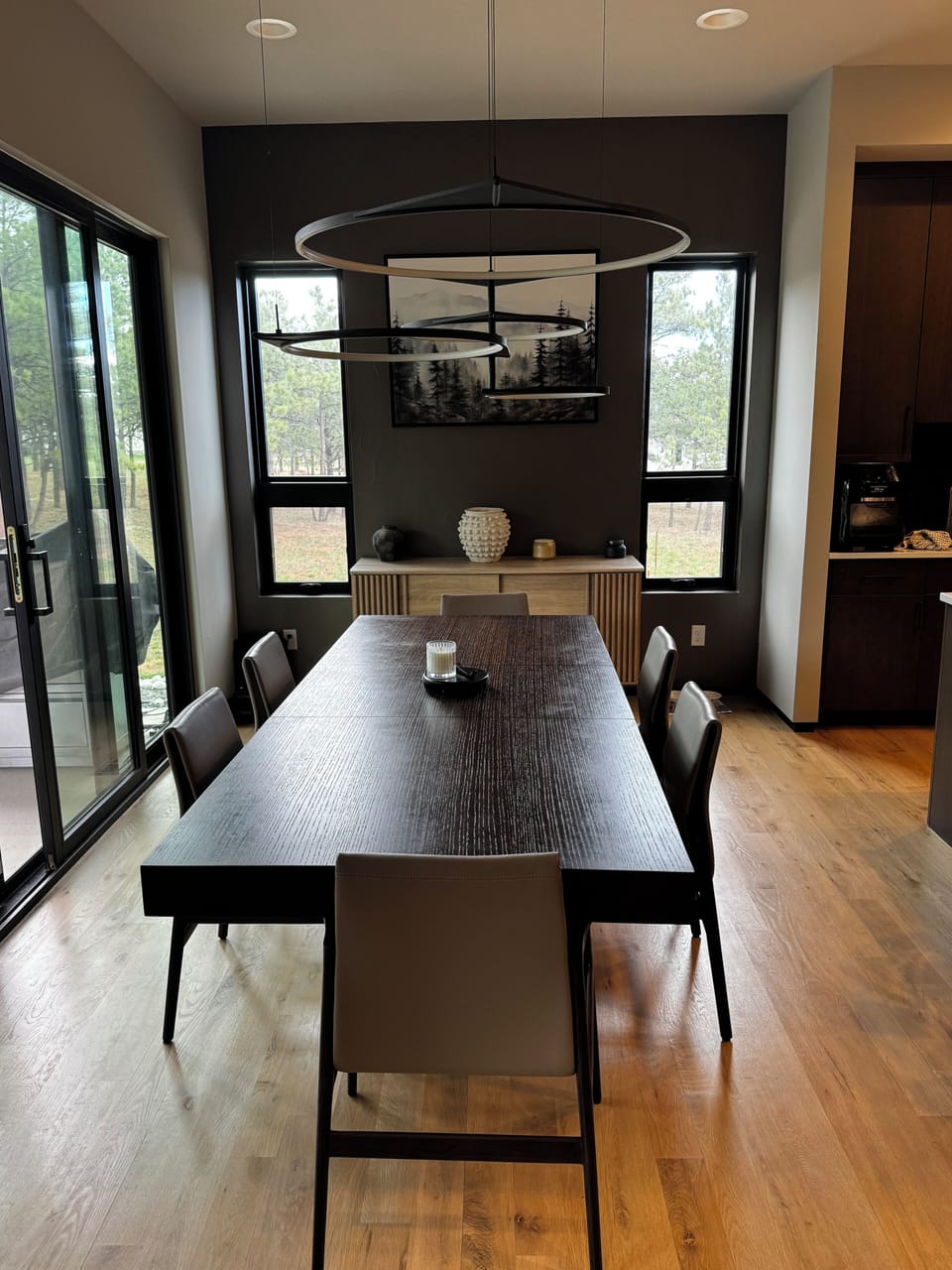 Dining area with large slider to the grill
