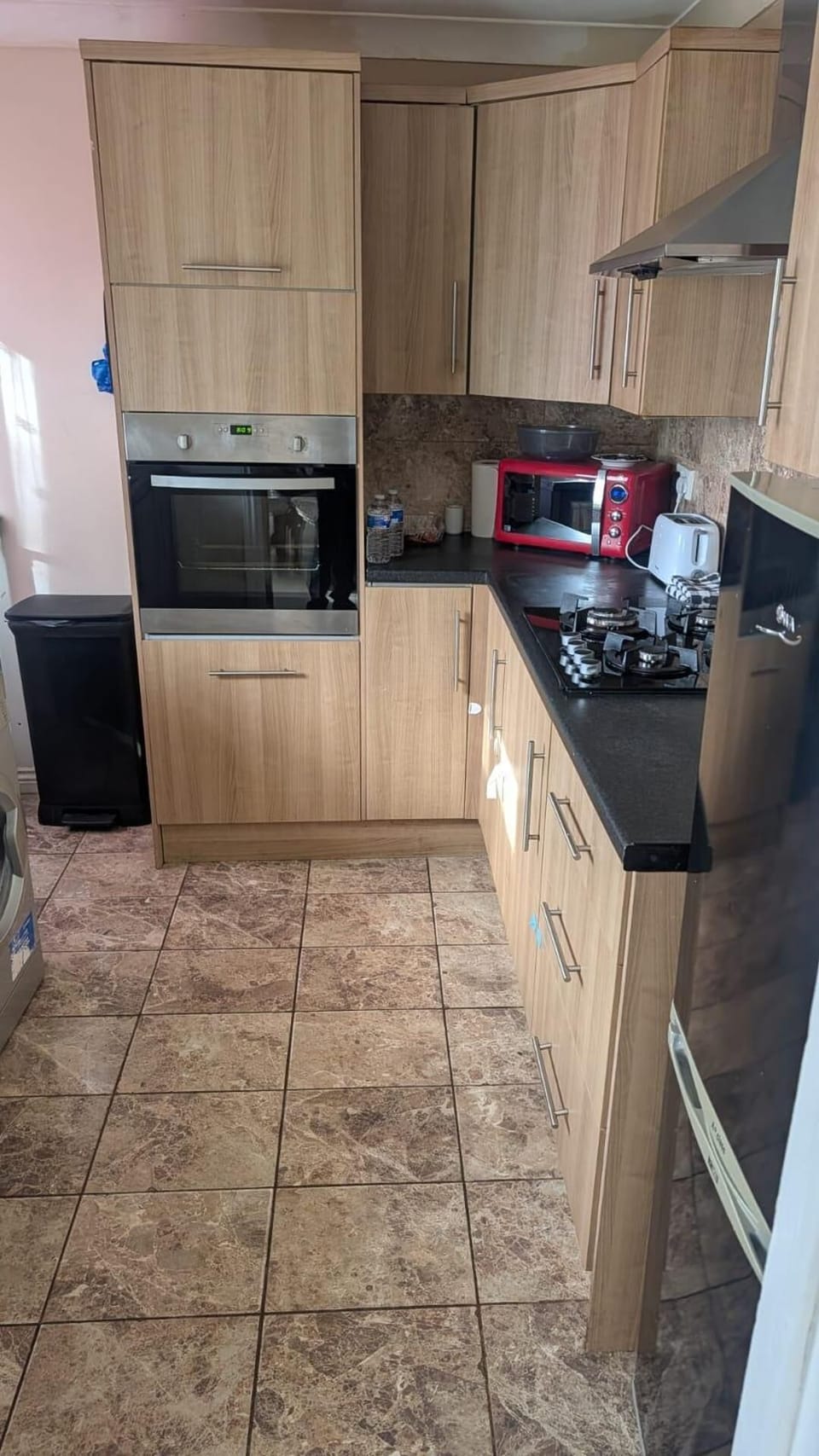 Fridge, microwave, oven, electric kettle
