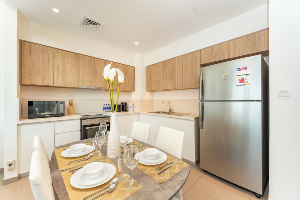 Exclusive Apartment, Non Smoking, Park View | Private kitchen | Full-size fridge, microwave, oven, stovetop