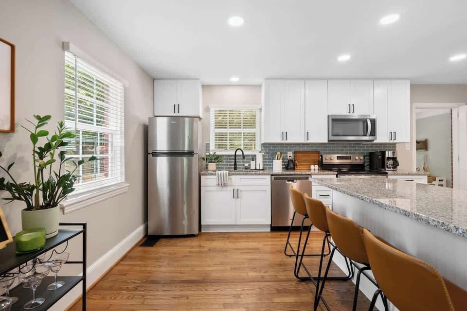 Fully stocked kitchen with all-new appliances — everything you need to cook full meals comfortably during your stay