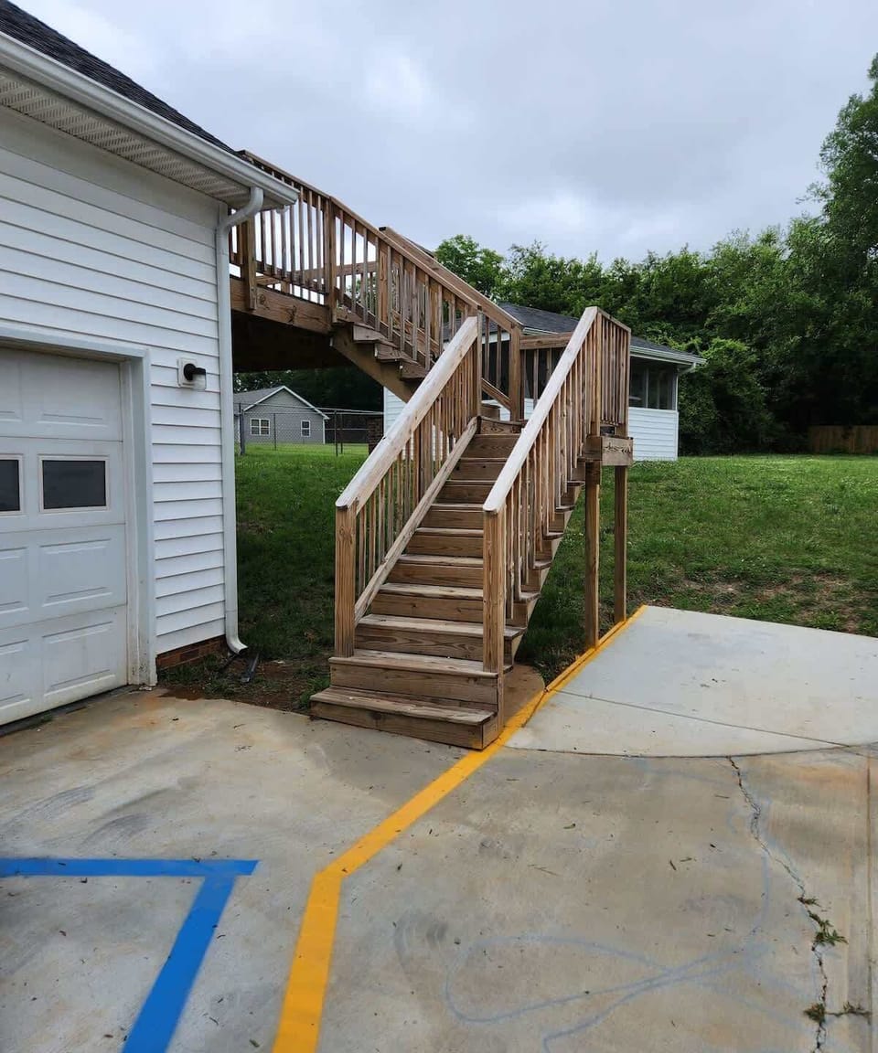 Head up the stairs to get to the unit.