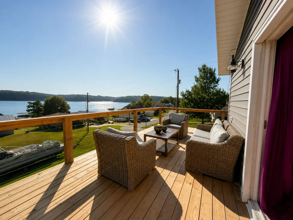 Enjoy Beaver Lake views and cozy seating.