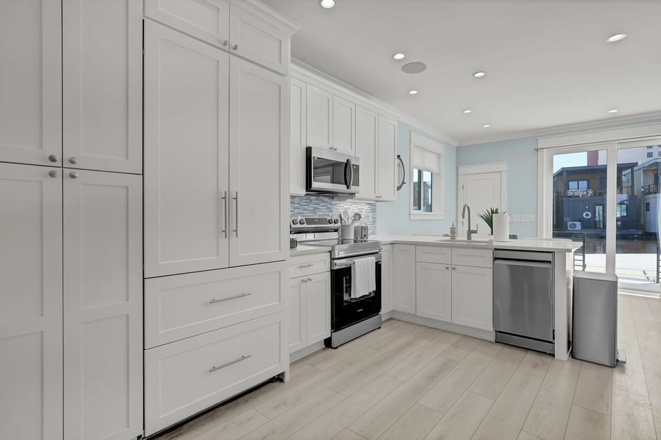 Modern kitchen with stainless steel appliances