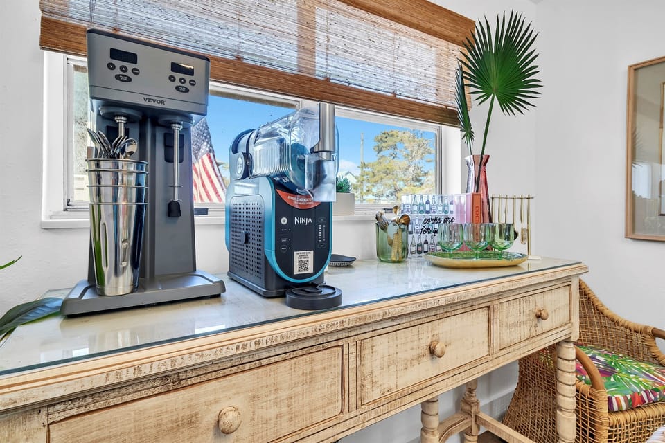 Milkshake machine, Ninja Slushie, and bar supplies
