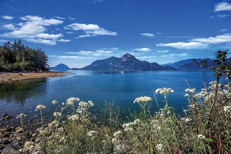Rocky lakeside foreground