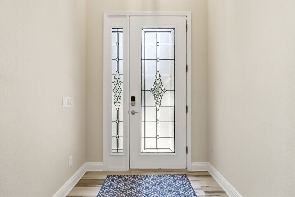 Entryway | Decorative Glass Front Door | One Step Entry