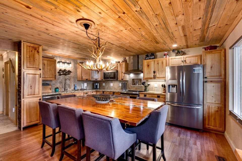 Bright cabin kitchen with lots of space to cook and hang out.