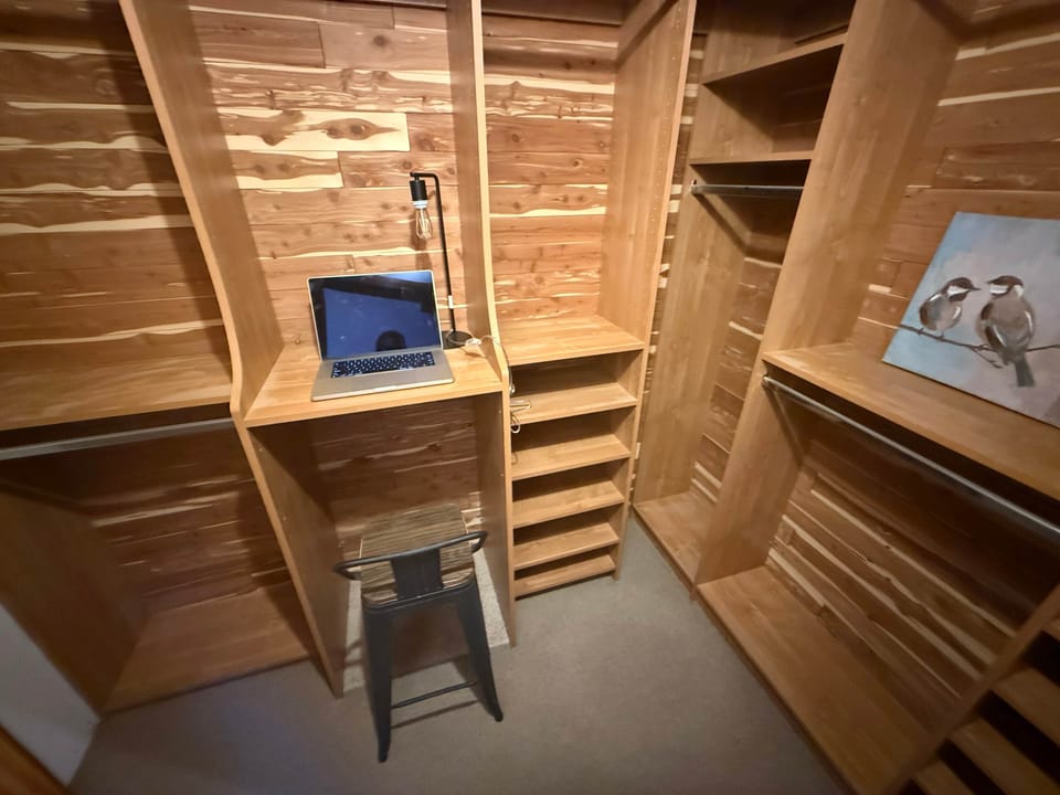 Walk-in closet doubles as a private workspace