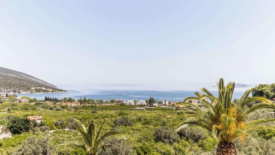 Elevated Garden View with Sea in the Distance