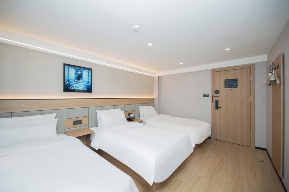 Laptop workspace, free WiFi, bed sheets