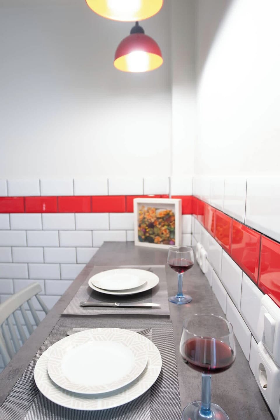 Intimate dining corner with a beautifully set table.