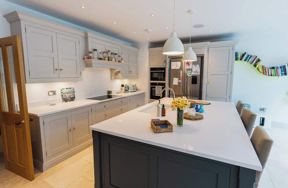 A beautifully appointed open-plan kitchen and dining space where the whole group can gather. 