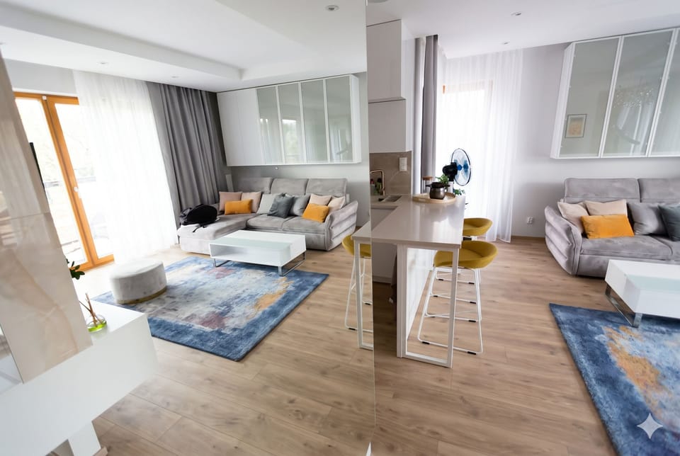 Premium Apartment, Balcony, River View | Living area | 55-inch Smart TV with digital channels
