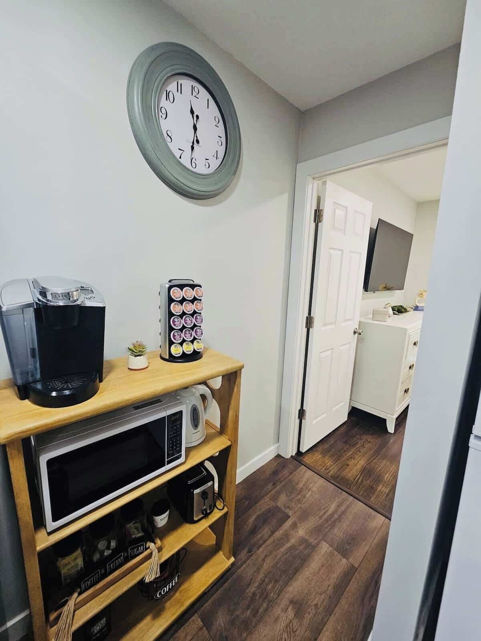 A coffee bar is available with everything you need to start your day.