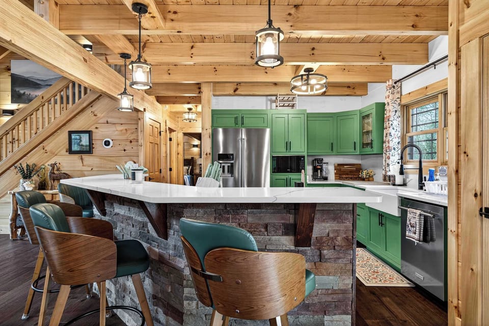 Kitchen: A fully equipped cabin kitchen ready for home-cooked meals.