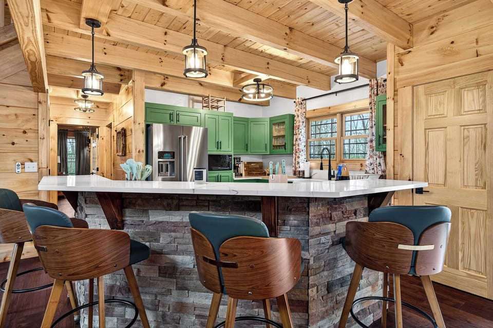 Kitchen: A fully equipped cabin kitchen ready for home-cooked meals.